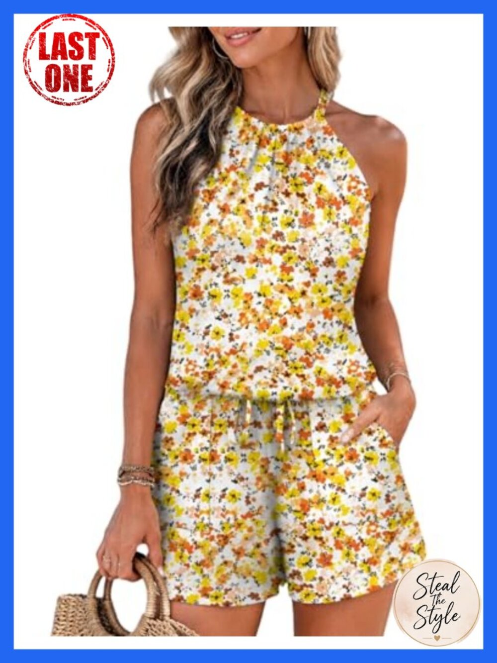 Women's 2 Piece Halter Top and Shorts Set Polyester Blend Sleeveless Beachwear